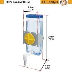 Ferplast abreuvoir pour cochons d'inde et rats sippy 4674 medium, bouteille d'eau distributeur pour rongeurs capacité 300 cc,
