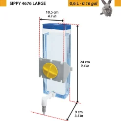 Ferplast abreuvoir pour lapins sippy 4676 large, distributeur d'eau bouteille pour lapins et autres petits animaux capacité 600
