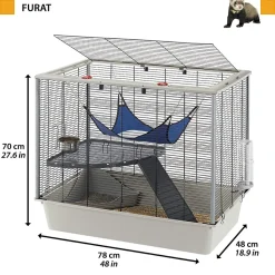 Ferplast cage confortable pour fûrets et rats furat, strucutre à plusieurs niveaux avec accessoires inclus, angles renforcés,