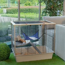 Ferplast cage confortable pour fûrets et rats furat, strucutre à plusieurs niveaux avec accessoires inclus, angles renforcés,