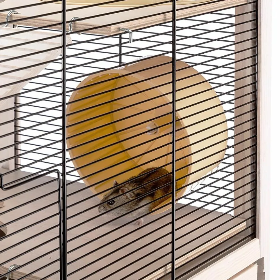 Ferplast cage en bois fsc pour hamsters hamsterville, souris et petits rongeurs, structure sur plusieurs niveaux, accessoires