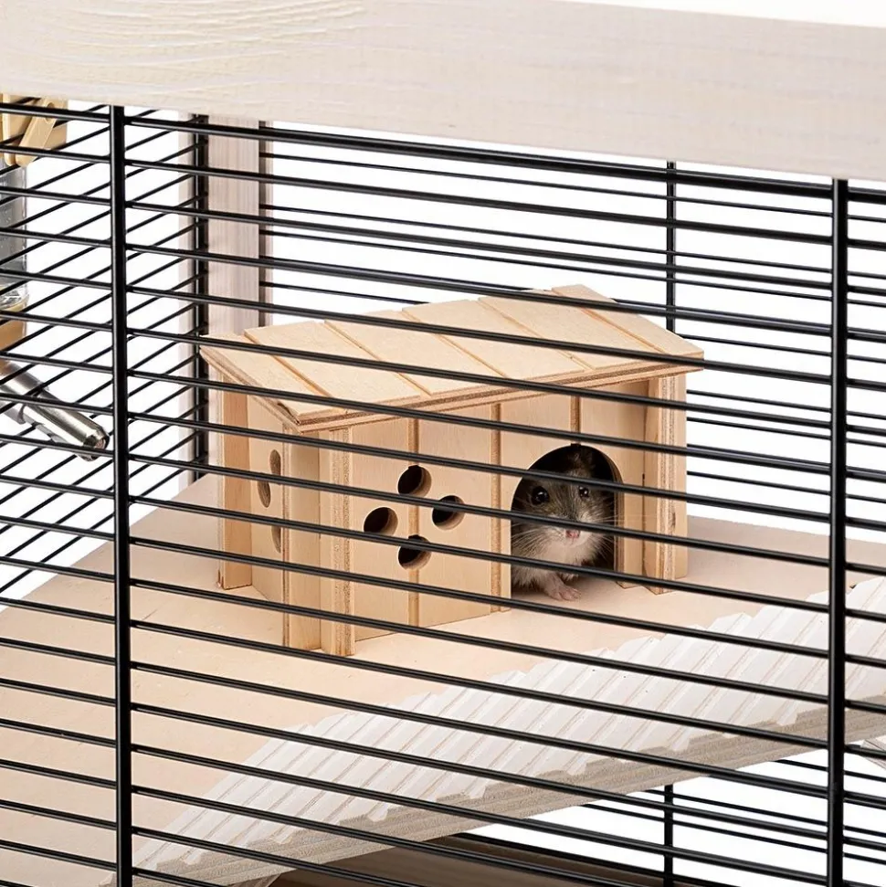 Ferplast cage en bois fsc pour hamsters hamsterville, souris et petits rongeurs, structure sur plusieurs niveaux, accessoires