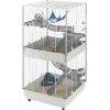Ferplast cage pour fûrets furet tower, structure verticale sur plusieurs étages, roues et accessoires inclus, métal vernis gris et