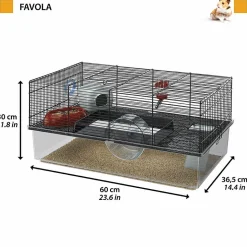 Ferplast cage pour hamsters favola, maisonnette pour petits rongeurs, plastique robuste et métal, 2 étages, accessoires inclus