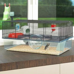 Ferplast cage pour hamsters favola, maisonnette pour petits rongeurs, plastique robuste et métal, 2 étages, accessoires inclus