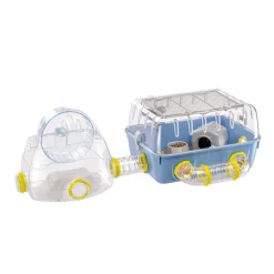 Ferplast cage pour hamsters combi 2, habitat pour petits rongeurs, plastique robuste, toit avec grille qui s'ouvre, tunnel et