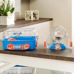 Ferplast cage pour hamsters combi 2, habitat pour petits rongeurs, plastique robuste, toit avec grille qui s'ouvre, tunnel et