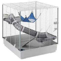 Ferplast cage pour rongeurs furet xl pour furets, chinchillas, en métal, accessoires inclus : mangeoire, abreuvoir, coin wc,