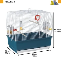 Ferplast cage rectangulaire pour oiseaux exotiques et canaris rekord 3, livrée avec accessoires et mangeoire tournante, métal