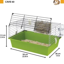 Ferplast cavie 60 cage pour rongeurs pour cochons d'inde, cochons d'inde, en métal, accessoires inclus : mangeoire, abreuvoir.