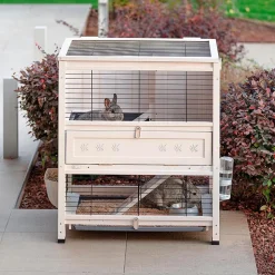 Ferplast clapier d'intérieur cottage mini, cochons d'inde, bois fsc, structure à 2 étages, accessoires inclus