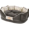 Ferplast couchage rembourré pour chats et chiens charles 70, divan avec coussin, sofa pour animaux, écossais, velours doux,