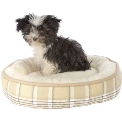 Ferplast couchage rond pour chiens et chats lagoon 60, coussin pour animaux, fourrure douce et écologique, lavable, ø 63 x 11 cm,