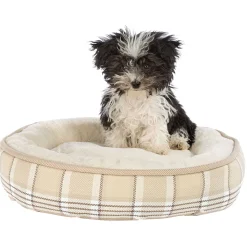 Ferplast couchage rond pour chiens et chats lagoon 60, coussin pour animaux, fourrure douce et écologique, lavable, ø 63 x 11 cm,