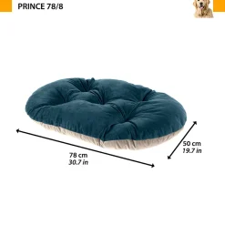 Ferplast coussin pour chiens et chats prince 78/8, petit lit rembourré pour animaux, double-face, 78x50 cm, bleu