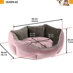 Ferplast divan pour chats et chiens queen 60 con coussin, couchage rembourré pour animaux, double-face, velours doux, lavable,