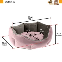 Ferplast divan pour chats et chiens queen 50 con coussin, couchage rembourré pour animaux, double-face, velours doux, lavable,