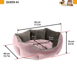 Ferplast divan pour chats et chiens queen 45 con coussin, couchage rembourré pour animaux, double-face, velours doux, lavable,