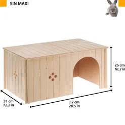 Ferplast maison lapin, accessoire pour cage lapin, avec toit plat et trous d'aération, en kit de montage, 52 x 31 x h 26 cm, sin