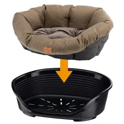 Ferplast panier chien et chat avec coussin sofa' 6 tweed lavable, lit pour chien et chat en plastique rembourré, corbeille en