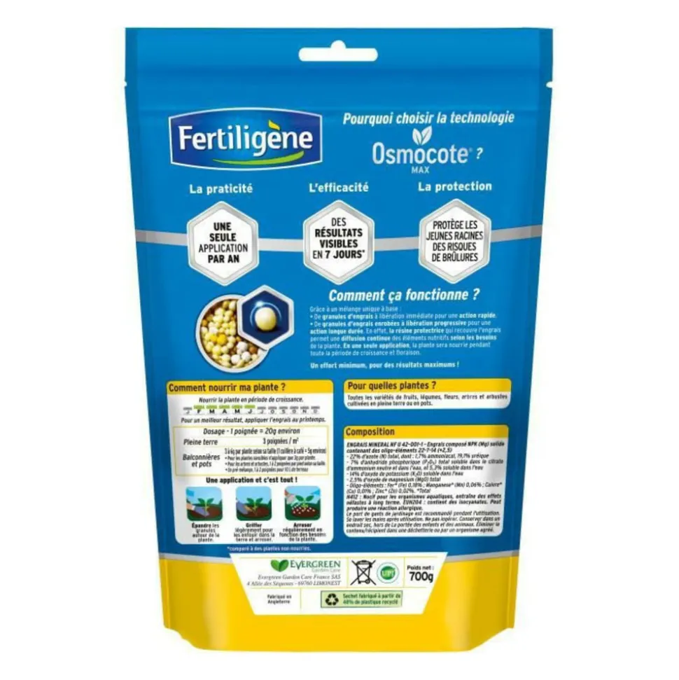 FERTILIGENE - Fertiligene - engrais longue duree osmocote max universel, plantation et rempotage 700g