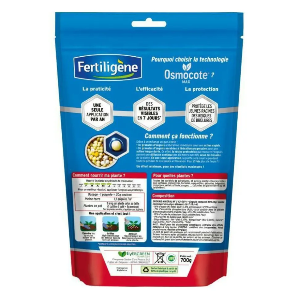 FERTILIGENE - Fertiligene - engrais longue duree osmocote max geraniums, dipladenias, surfinias 700g