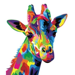FIGURED'ART - Peinture par numéros Figured鈥橝rt Girafe Pop Art toile tendue