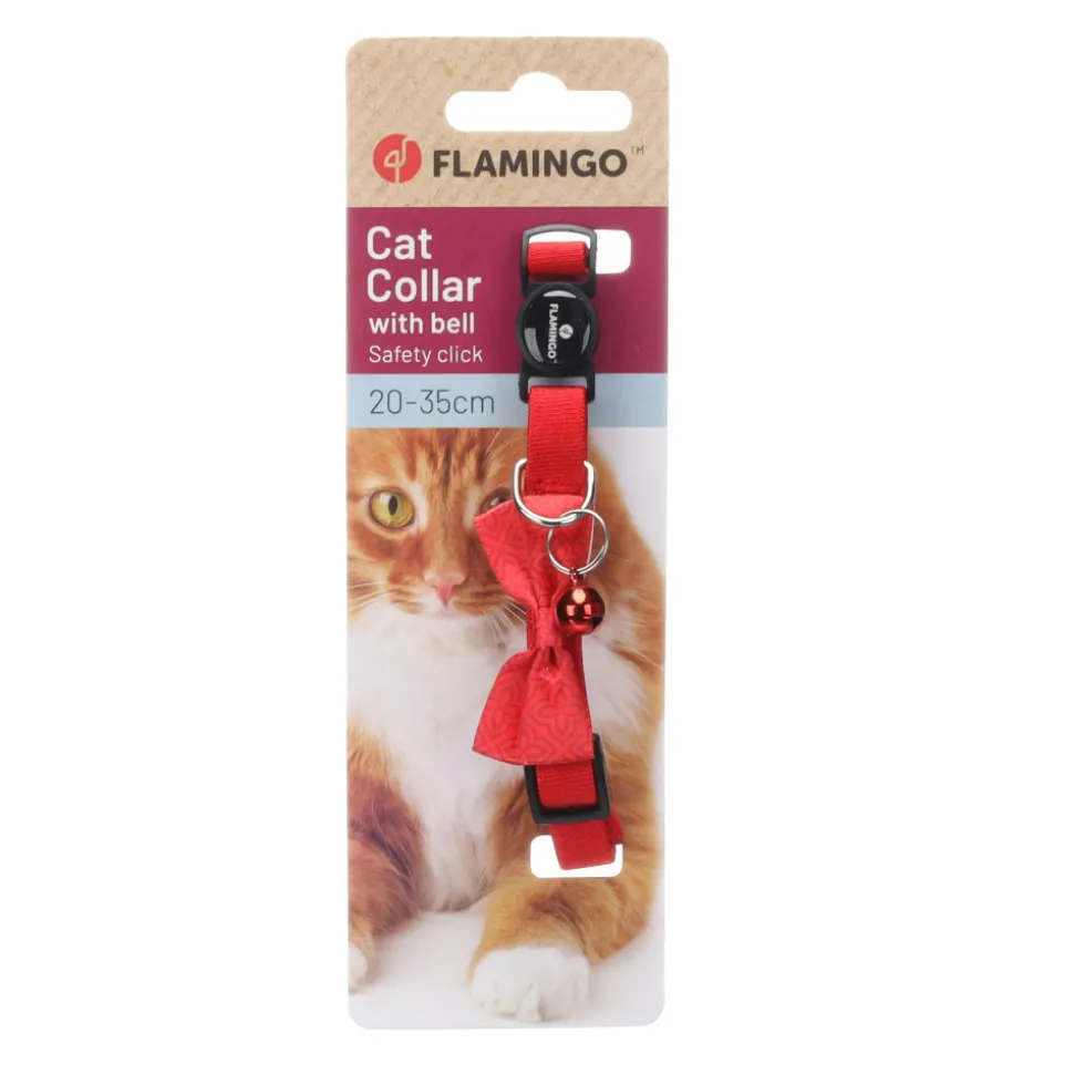 FLAMINGO - Collier avec nœud castor rouge 20 – 35 cm pour chat