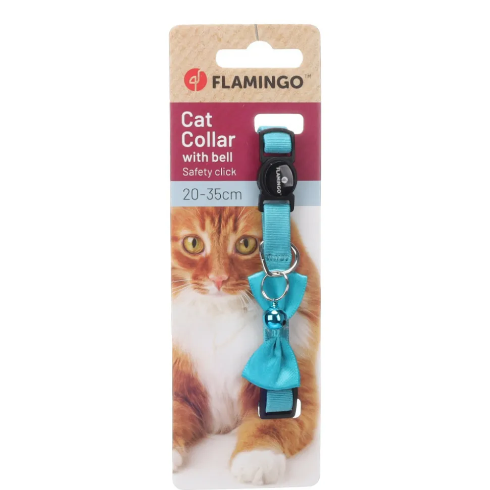 FLAMINGO - Collier avec nœud castor turquoise 20 – 35 cm pour chat