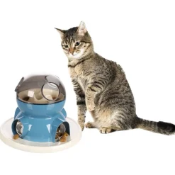 FLAMINGO - Distributeur de friandises pour chats diso blanc et bleu