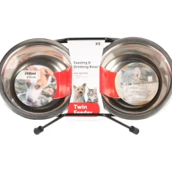 FLAMINGO - Ecuelle duo ø 11 cm 200 ml avec support arjun xs pour chat