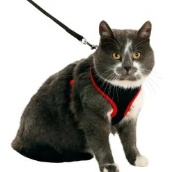 FLAMINGO - Harnais pour chat, couleur noir et rouge, taille m, réglable