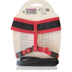 FLAMINGO - Harnais pour chat, couleur noir et rouge, taille m, réglable