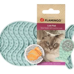 FLAMINGO - Tapis à lécher martha poisson vert en silicone pour chat