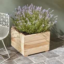 FOREST STYLE - Bac à fleurs carré Freya en Mélèze : L.40 x l.40 x 28,5 cm