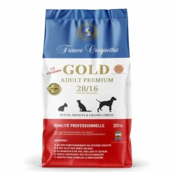 FRANCE CROQUETTES - Croquette pour chien adulte gold adult premium 28/16 low grain – 4kg – adulte toute race/taille– france croquettes