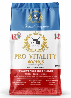 FRANCE CROQUETTES - Croquette pour chat adulte pro vitality 40/19,5 – 10kg – non sterilisé – france croquettes