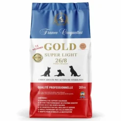 FRANCE CROQUETTES - France croquettes pour chien adulte gold super light 26/8 low grain -12kg - stérilisé et/ou embonpoint - haute finition