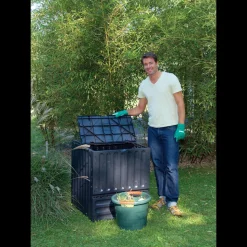 GARANTIA - Composteur : noir, 600l, 80x80xh.95cm