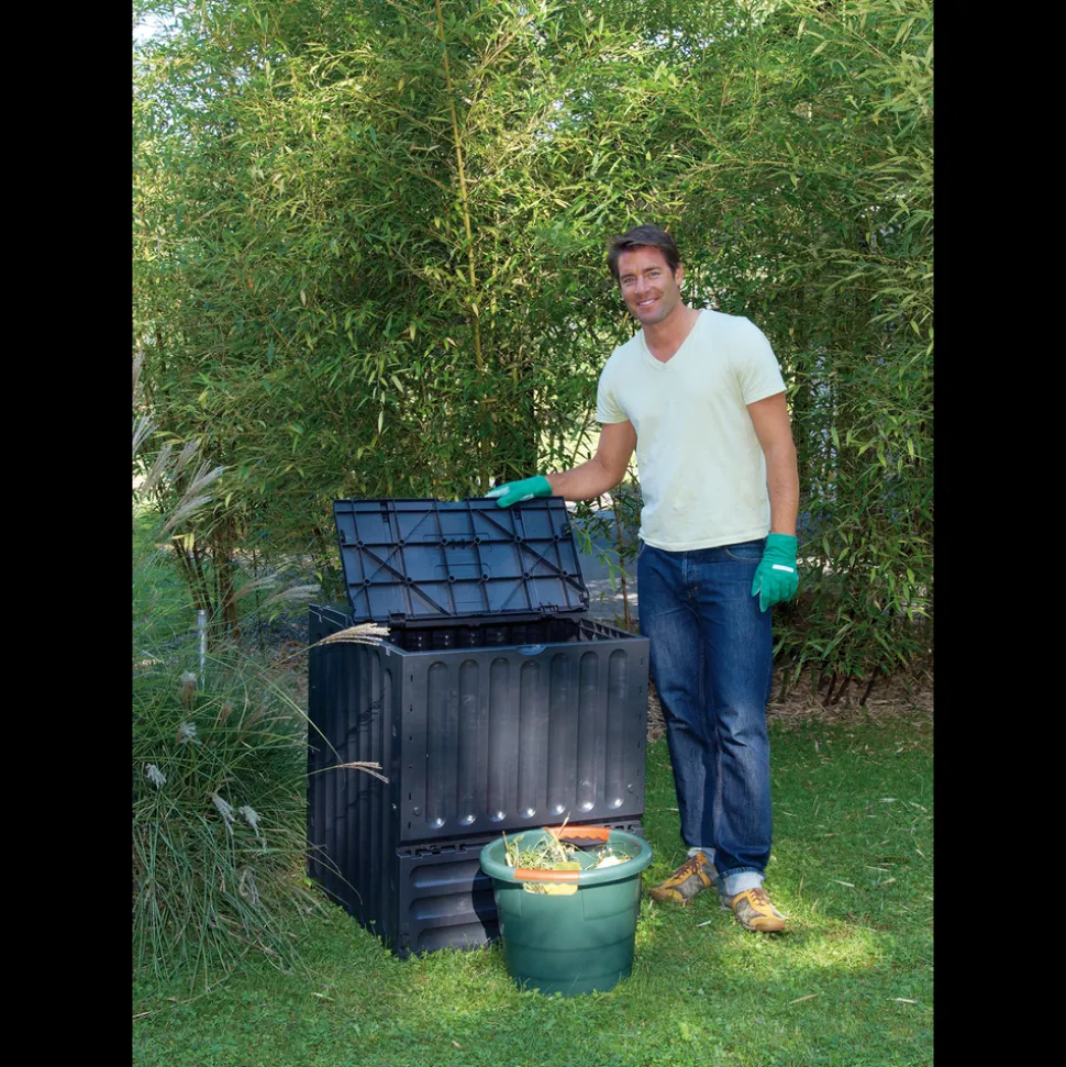 GARANTIA - Composteur : noir, 600l, 80x80xh.95cm