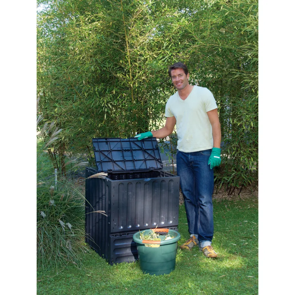 GARANTIA - Composteur : noir, 400l, 70x70xh.83cm