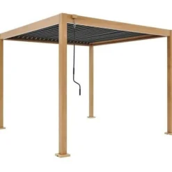 GAYA - Pergola bioclimatique - structure en aluminium et en acier - l300 x p300 x h240 cm - aspect bois