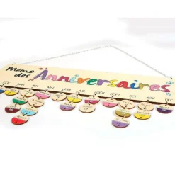 GRAINE CRÉATIVE - Calendrier des anniversaires en bois 40 x 12 cm