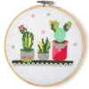 GRAINE CRÉATIVE - Coffret mon cercle en bois à broder ø 15,5 cm - cactus