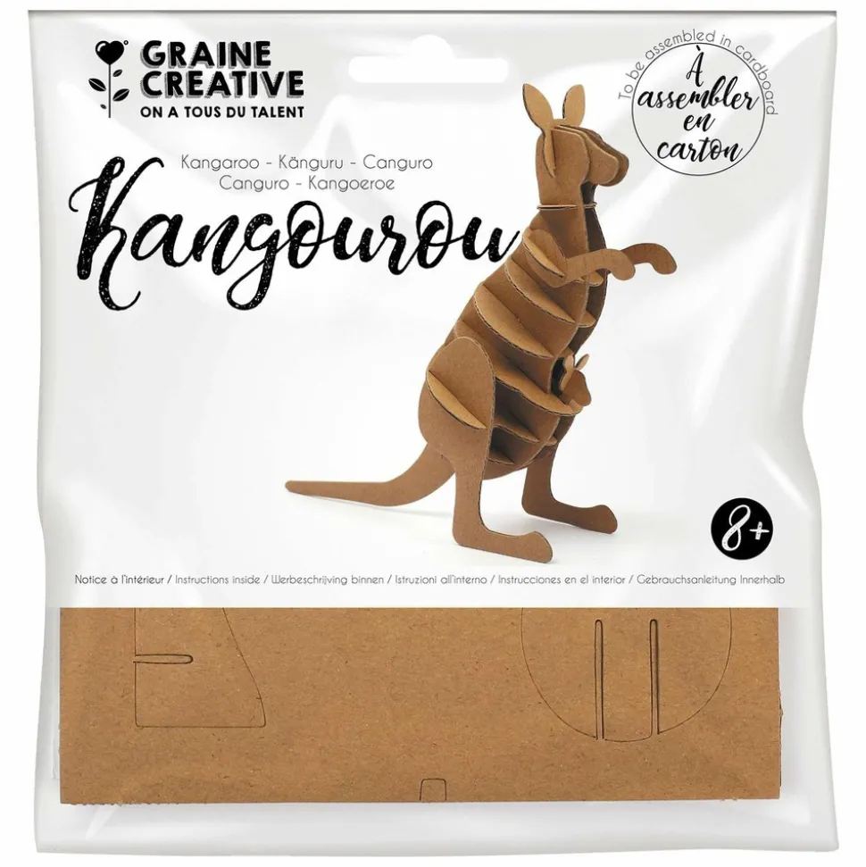 GRAINE CRÉATIVE - Maquette kangourou 3d en carton à monter soi-même