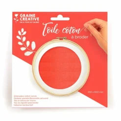 GRAINE CRÉATIVE - Toile en coton à border rouge 45 x 60 cm