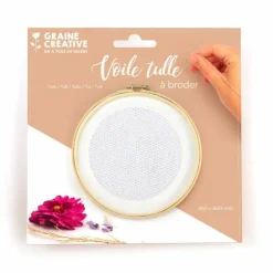 GRAINE CRÉATIVE - Voile de tulle à broder 45 x 60 cm