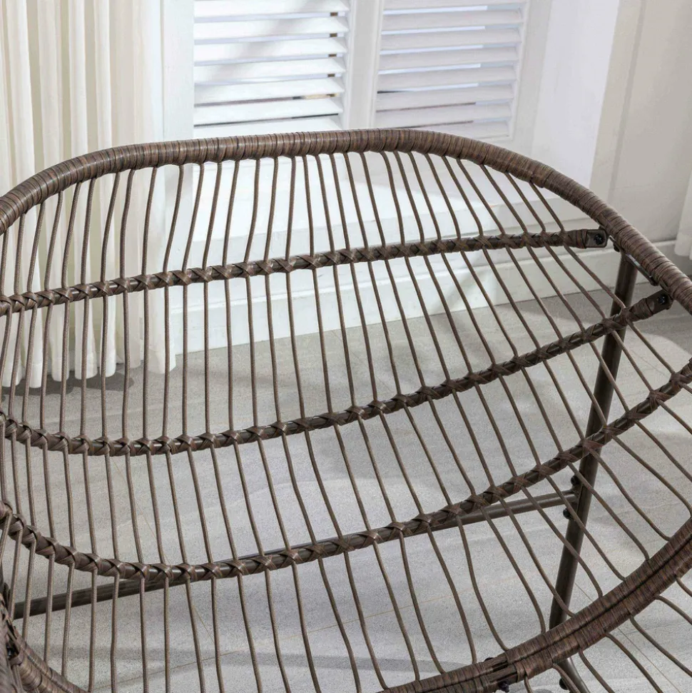 GUTENT - Chaise berçante d'extérieur, chaise berçante en osier surdimensionnée, porche avant, jardin, arrière-cour, terrasse, grise.