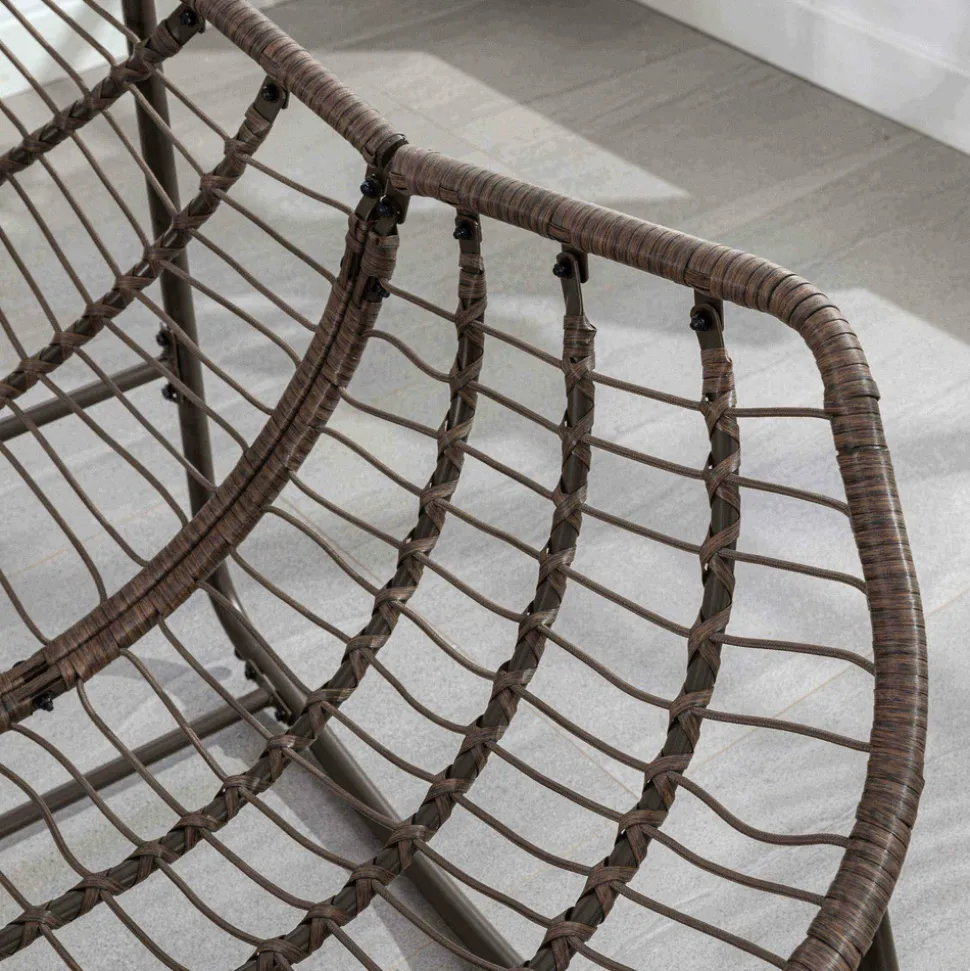 GUTENT - Chaise berçante d'extérieur, chaise berçante en osier surdimensionnée, porche avant, jardin, arrière-cour, terrasse, grise.