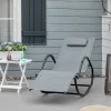 GUTENT - Chaise longue à bascule rocking chair ergonomique avec tétière amovible accoudoirs et repose-pieds revêtement texitlène